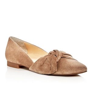 Rare* PAUL GREEN Nova Flat Antelope Suede size 10 • tan bow tie flat pointed toe